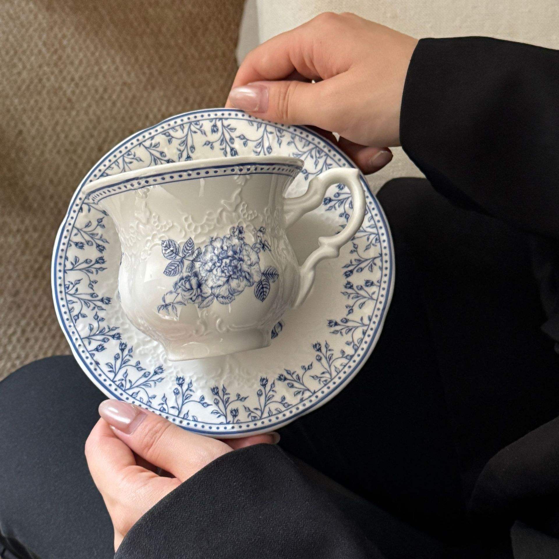 Blue and white imperial cups and plates 250ML