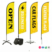 Drapeaux publicitaires en polyester imprimés par transfert thermique personnalisés, avec mât en aluminium pour les événements sportifs