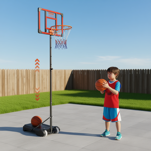 Panier de basket réglable en hauteur DB, 28 pouces, système de panneau portable avec roues pour entraînement intérieur et extérieur - Product Image 2