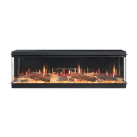 Cheminée électrique virtuelle 3D de luxe haut de gamme avec télécommande, Wi-Fi, étincelles, USB et écran LCD, 65'' et 75''