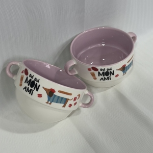 Hot New Large Capacity Eco-Friendly Porcelain Bowl High-Aesthetic Instagram Style Cute Cartoon <b>Dog</b> Design European Style - Product Image 6