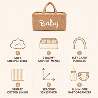 Cesta Organizadora de Fleece Sherpa com 3 Compartimentos para Fraldas, Brinquedos e Armazenamento de Bebê