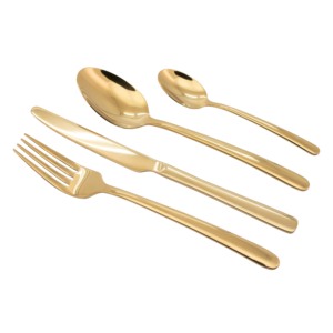 Set di posate Regal Gold da 24 pezzi in acciaio inossidabile per uso quotidiano - Product Image 1