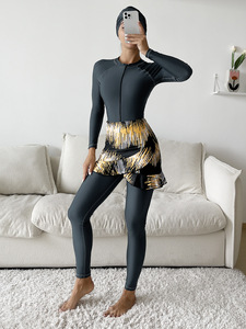 Sipo – pantalon à manches longues avec jupe courte, chapeau, 4 pièces, Force motrice, <span class=keywords><strong>Burkini</strong></span>, maillots de bain musulmans, pour femmes - Product Image 3