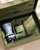 Coffret Cadeau de Luxe pour l'Aïd et le Ramadan, avec Broderie en Velours, Coran, Encens, Bougie, Échantillon de Parfum, Huile Essentielle, 10ml, 30ml, 50ml