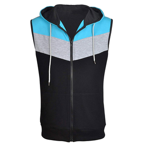New Stylish 100% Cotton <b>Sleeveless</b> Zipper-Up <b>Men's</b> <b>Hoodie</b> Regular Fit Custom Anti Wrinkle Autumn Fleece Plain Dyed Digital - Product Image 5