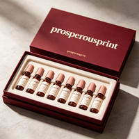 Boîte rigide personnalisée avec couvercle et base en prunier pour flacons de peptides, 6 flacons, logo estampé à chaud sur mousse.