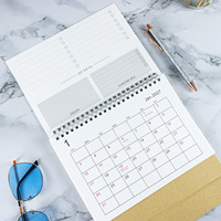 Calendrier de bureau sur pied 2027 AXE WOODZ, calendrier de table à feuilles mobiles, calendrier mensuel en papier relié par spirale, pour l'école, le bureau, la maison