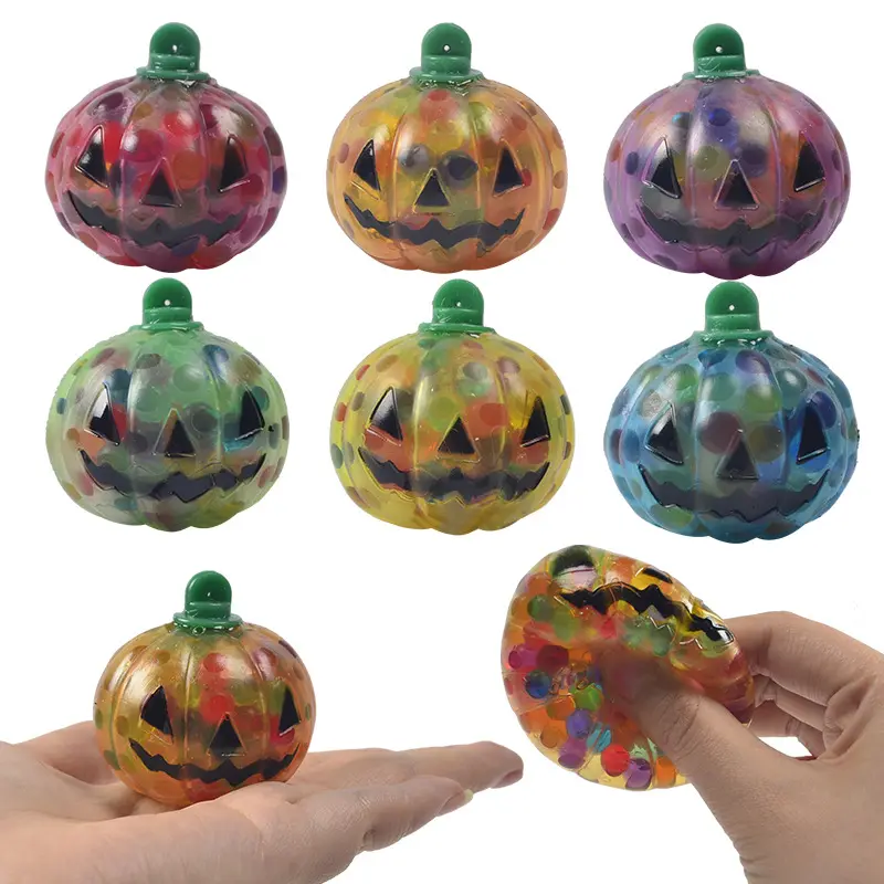 Pressure Stress Relief TPR Halloween Pumpkin Water Beads Balls Squeeze Squishy Toys for Kids