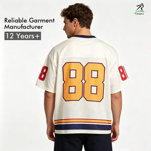 เสื้อเบสบอลตาข่ายแบบกำหนดเอง Ramax สำหรับผู้ชาย แขนสั้น คอวี สปอร์ต ระบายอากาศได้ดี พิมพ์ลายโลโก้ ทรงปกติ สีขาว มีลวดลาย - Product Image 2