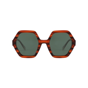 Gafas de Sol Geométricas con Montura de Caparazón de Tortuga, Lentes Verdes, Protección UV400, Estilo Moderno Unisex para Adultos - Product Image 1