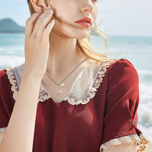 <span class=keywords><strong>Collana</strong></span> con Ciondolo a Cuore con Impronte di Piedi di Bambino, Amore Materno, <span class=keywords><strong>Collana</strong></span> con Cuore e Impronta per la Festa della Mamma - Product Image 2