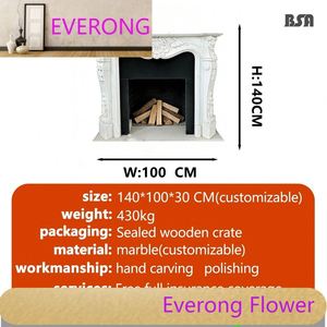 Caminetto Tradizionale Autoportante in Marmo Naturale Intagliato <span class=keywords><strong>a</strong></span> Mano su Misura per Uso Interno in Soggiorno e Camera da Letto - Product Image 3