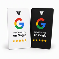 Carte NFC intelligente NTAG215 avec puce, affichage QR, étanche, 13,56 MHz, support Google Review, plaque acrylique pour table de restaurant