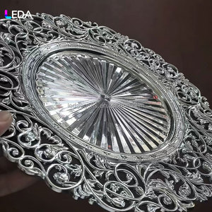 LEDA Modern Hot Selling Silver Rim Color Charger <b>Plates</b> 13 Inch <b>Plastic</b> Acrylic <b>Dinner</b> <b>Plate</b> Chargers - Product Image 6