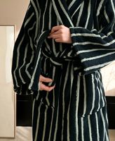 Peignoir de luxe rétro à rayures pour la maison, vêtement de détente écologique 100% coton Long à agrafes, robe de nuit de Couple à rayures en coton