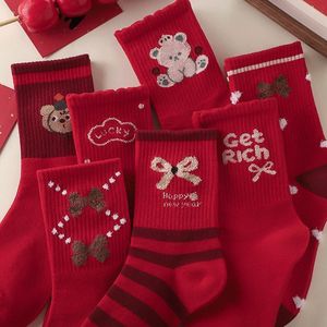 Girls Red Thick <b>Socks</b> <b>Breathable</b> Autumn Winter New Year Baby Kids <b>Sock</b> - Product Image 2