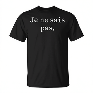 T-shirt Je Ne Sais Pas French noir pour hommes, vêtements décontractés - Product Image 2