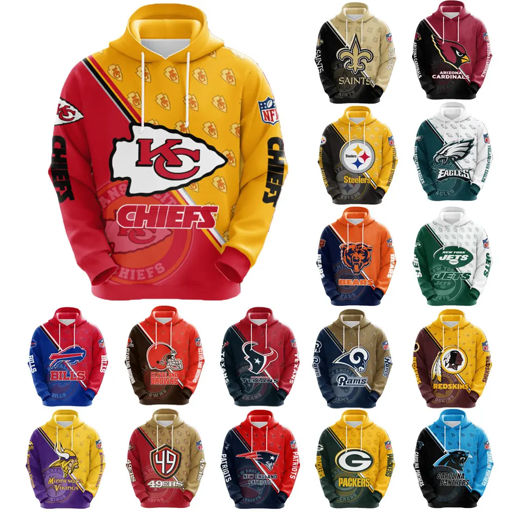 2023 Newest America Nfl Football Team Man Sports Hoodies Polyester Printed Hip Hop Raider Warm Wear Nfl Hoodies