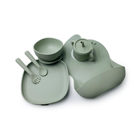 Ensemble de vaisselle en silicone pour bébé, pour enfants de 1 à 4 ans, sans BPA, motif floral, en forme de gourde, vaisselle multifonctionnelle avec poignée, 100 pièces