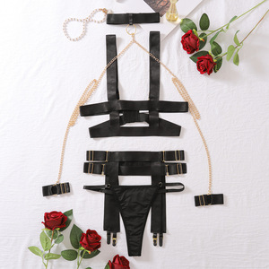 High Quality Transparent Erotic Bondage Lingerie <b>Set</b> New Design Four Piece <b>Suspender</b> Garter Underwear - Product Image 5