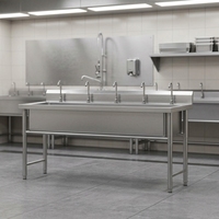 Évier long en acier inoxydable 201/304 épaissi, finition brossée mate, à cuve unique, pour le lavage de la vaisselle et des légumes, idéal pour les écoles et les maternelles
