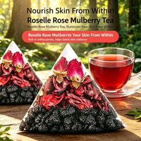Thé sans caféine à l'hibiscus, à la rose et aux mûres en sachets pyramidaux pour le sommeil et la relaxation, mélange d'herbes naturelles, 5g x 20 sachets par paquet