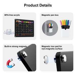 Paquete de 2 tableros magnéticos de borrado en seco <span class=keywords><strong>mensuales</strong></span> y semanales, pizarra acrílica con pizarra de notas para material de madera para nevera - Product Image 3