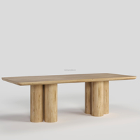 FERLY FERLY Ensemble de table et de chaises de salle à manger en teck massif, style contemporain minimaliste de luxe, 5 pièces