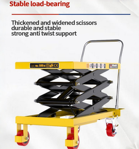Carro Elevador Móvil Plegable de Acero de Cuatro Ruedas con Capacidad de 500 kg, <span class=keywords><strong>Plataforma</strong></span> Elevadora Hidráulica Manual Tipo Tijera para Uso Industrial - Product Image 4