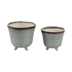 Vasi in ceramica smaltata con piedini per uso interno ed esterno, vasi rialzati per decorazioni domestiche - Product Image 3