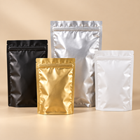 Sachet en aluminium argenté ECO, pochette verticale refermable avec fermeture éclair, résistant à l'humidité, pour emballage de thé, personnalisable