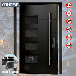 Puerta Principal Pivotante de Diseño de Lujo con Rotura de Puente Térmico para América del <span class=keywords><strong>Norte</strong></span>, Puerta Principal de Aluminio para Casa en <span class=keywords><strong>Florida</strong></span>, Puerta de Seguridad con Cerradura Inteligente - Product Image 5