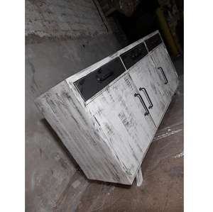 Aparador de Madera Maciza con Acabado Rústico Industrial, Base de Hierro Extensible para Almacenamiento, para Sala de Estar, Hotel, Hospital, Escuela - Product Image 3