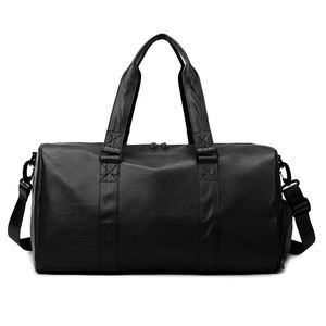 Sac de sport en cuir PU personnalisé avec logo, grande capacité, pour femmes, avec compartiment à chaussures, imperméable, sac de voyage pour la nuit - Product Image 3