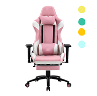 Chaise de jeu ergonomique de luxe rose Pro Silla Gaming, pivotante, réglable en hauteur, avec accoudoirs 4D, vente en gros