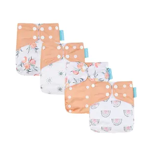 Elinfant 4pcs one set cloth diaper reusable baby washable cloth custom cloth diaper pocket for 3-15kg