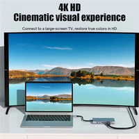 Hub USB-C multiport 11-en-1 en alliage d'aluminium avec USB 2.0, lecteur de cartes SD/TF 4K HDTV et chargement PD - En stock