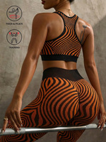 Set Olahraga Wanita Motif Zebra Pinggang Tinggi Laris Manis, Logo Custom, Seamless, Angkat Bokong, Gym Fitness Yoga Active Wear