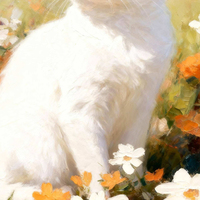 Impression sur toile petite taille, motif chat mignon, art mural moderne, style floral, portrait de chaton HD, dessin pour décoration de salon