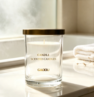 Pot à bougie en verre noir mat personnalisé avec couvercle en bambou, conteneur vide pour bougie, pots à bougie personnalisés avec boîte en papier sur mesure