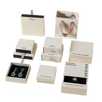 Coffret à bijoux de luxe biodégradable et écologique, texturé, avec logo personnalisé, tiroir coulissant en carton et sac assorti pour