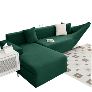 Funda de Sofá en Forma de L de Terciopelo Afelpado, Moderna, 100% Poliéster, Elástica, <span class=keywords><strong>para</strong></span> Sofá de Tres Plazas, <span class=keywords><strong>Chaise</strong></span> <span class=keywords><strong>Longue</strong></span>, Esquinero - Product Image 1