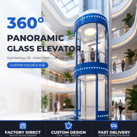 Ascensore Panoramico in Vetro Certificato CE EN, Elevatore Panoramico a Risparmio Energetico per Atrio Hotel, Ascensore Passeggeri Personalizzato Senza Ingranaggi OEM