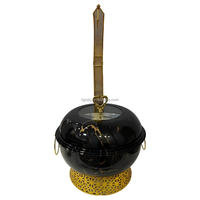Chauffe-plat de luxe style européen avec garniture en dentelle, chauffe-buffet suspendu noir et or 8L en acier inoxydable avec brûleur à alcool réglable 201