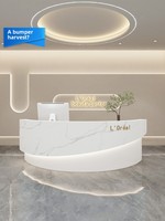 Comptoir de réception de luxe en arc avec éclairage LED, en MDF, pour salon de beauté, bar, caisse, magasin de vêtements, hôtel moderne, hôpital