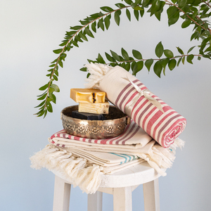 Sang Trọng Sọc Thổ Nhĩ Kỳ Linen Pha Trộn Peshtemal Fouta Khăn-Sinh Thái Thân Thiện Với Cát Miễn Phí Nhanh Chóng Khô Tay-Loomed Cho Bãi Biển Hồ Bơi & Spa Túi - Product Image 3
