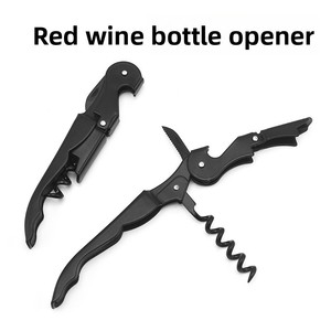 Vente en gros d'usine <span class=keywords><strong>Tire</strong></span>-<span class=keywords><strong>bouchon</strong></span> décapsuleur multifonction en acier inoxydable noir mat à double charnière, modèle Sea Horse Knife - Product Image 2