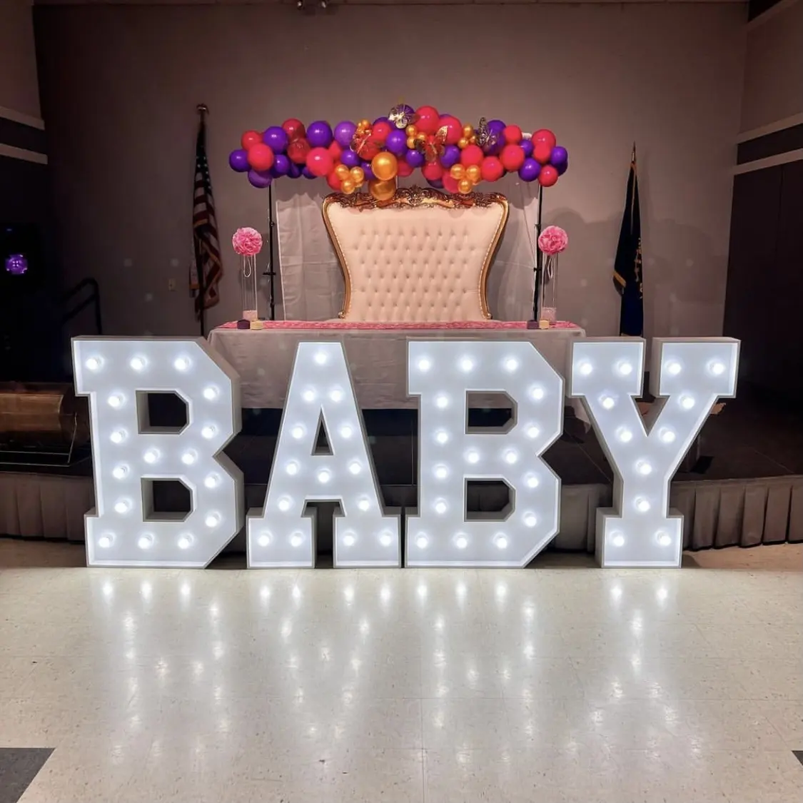 LOVE BABY Marquee Letter Sign Led Lights Up White Metal Letters 3ft 4ft Led Bulb Wedding Letters