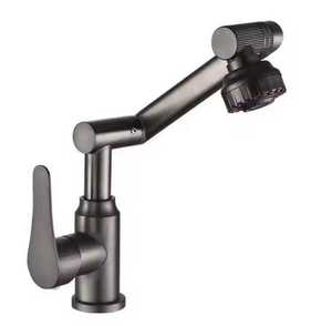 Robinet de lavabo mural en acier inoxydable HLK, eau chaude et froide, robinet à bras oscillant pour lavabo de salle de bain, céramique pour chambre à coucher - Product Image 5